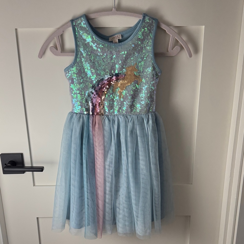 Sparkling Rainbow Unicorn Sequin Dress for Kids